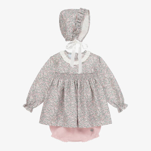 Artesanía Granlei-Girls Pink Floral Cotton Dress Set | Childrensalon