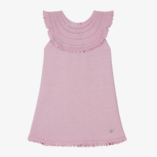 Artesanía Granlei-Girls Pink Knitted Dress | Childrensalon