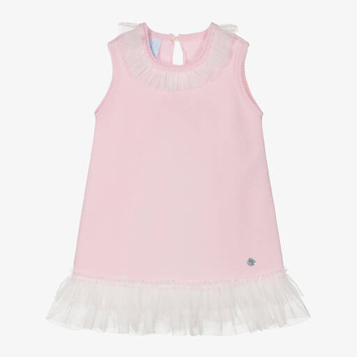 Artesanía Granlei-Girls Pink Knitted & Tulle Dress | Childrensalon
