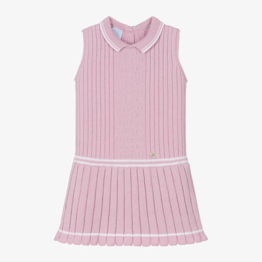 Artesanía Granlei-Girls Pink Ribbed Knit Dress | Childrensalon