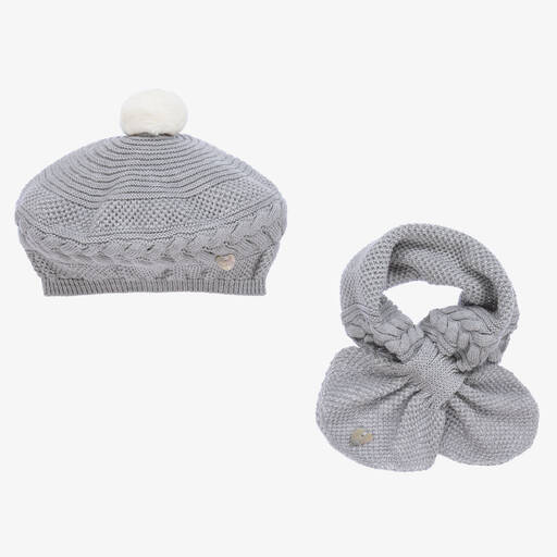 Artesanía Granlei-Girls Silver Sparkly Knit Hat & Scarf Set | Childrensalon