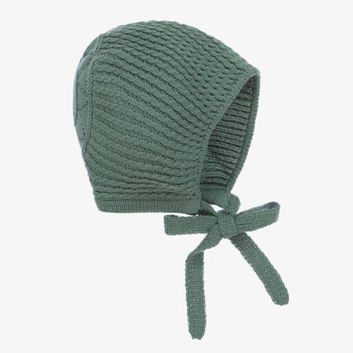Artesanía Granlei-Green Knitted Bonnet | Childrensalon
