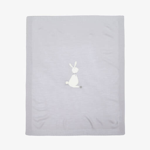 Artesanía Granlei-Grey Knitted Bunny Blanket (84cm) | Childrensalon