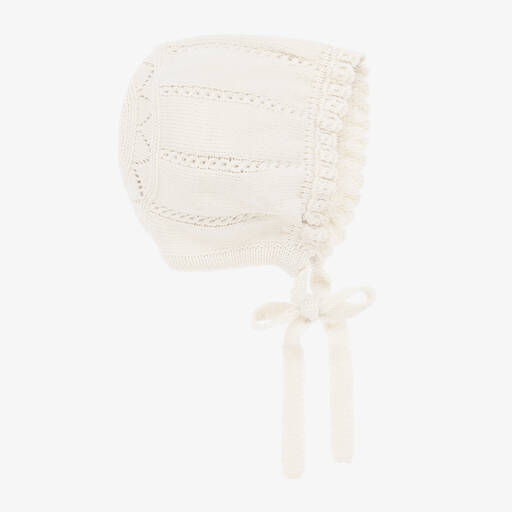 Artesanía Granlei-Ivory Knitted Baby Bonnet | Childrensalon