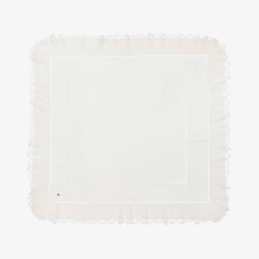 Artesanía Granlei-Ivory Lace Trim Blanket (105cm) | Childrensalon