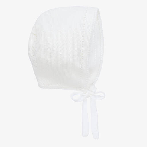 Artesanía Granlei-قبعة بونيه مزيج قطن محبوك لون أبيض للأطفال | Childrensalon