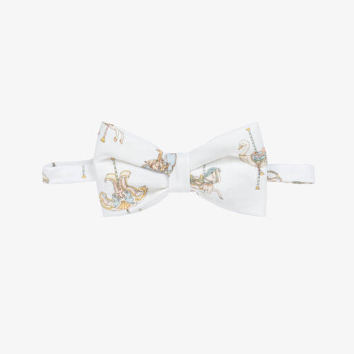 Atelier Choux Paris-Girls White Carousel Print Cotton Headband | Childrensalon