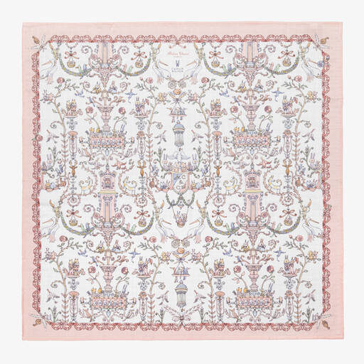 Atelier Choux Paris-Pink Toile De Jouy Cotton Swaddle (95cm) | Childrensalon