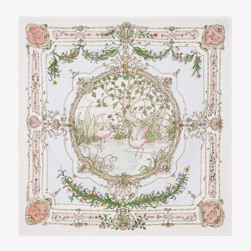 Atelier Choux Paris-White Tapestry Swaddle (97cm) | Childrensalon