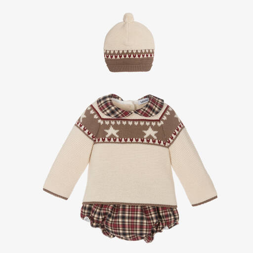 Babidu-Baby Boys Red Tartan Shorts Set | Childrensalon