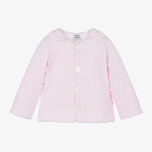 Babidu-Baby Girls Pink Knitted Pram Coat | Childrensalon