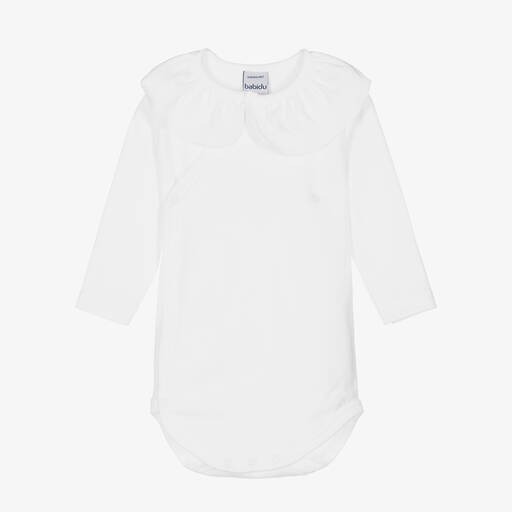 Babidu-Baby Girls White Cotton Bodysuit | Childrensalon