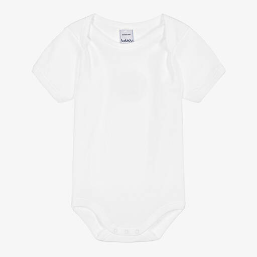 Babidu-Baby White Cotton Bodyvest | Childrensalon
