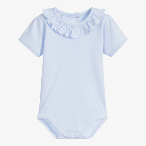 Babidu-Blue Cotton Jersey Bodysuit | Childrensalon
