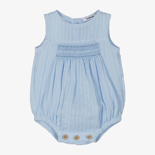 Babidu-Blue Shirred Cotton Shortie | Childrensalon