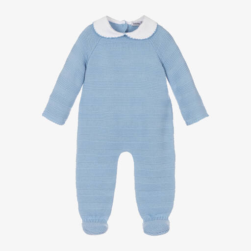 Babidu-Boys Blue Knitted Babygrow | Childrensalon