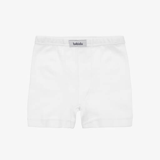 Babidu-Boys White Cotton Boxer Shorts | Childrensalon