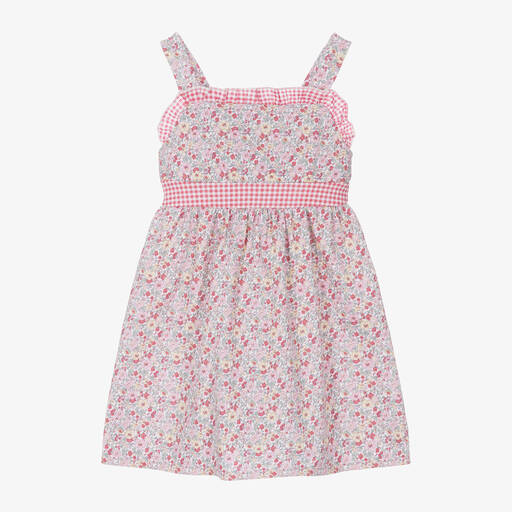 Babidu-Girls Pink Cotton Floral Dress | Childrensalon