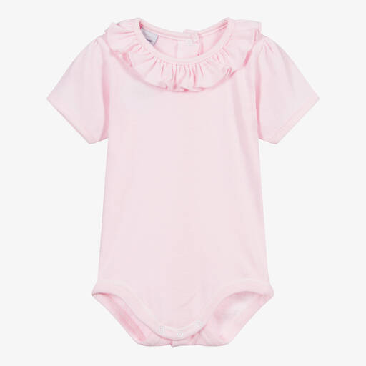 Babidu-Girls Pink Cotton Jersey Bodysuit | Childrensalon