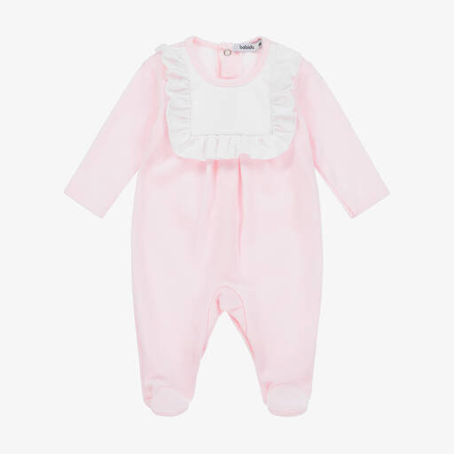 Babidu-Girls Pink Cotton Jersey Knit Babygrow | Childrensalon