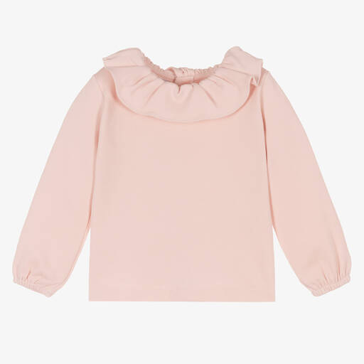 Babidu-Girls Pink Cotton Jersey Top | Childrensalon