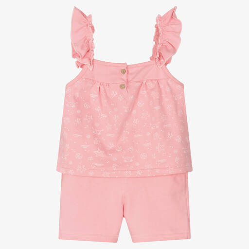 Babidu-Girls Pink Cotton Short Pyjamas | Childrensalon