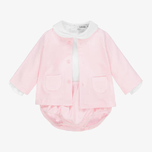 Babidu-Розовый хлопковый комплект с шортами для малышек | Childrensalon