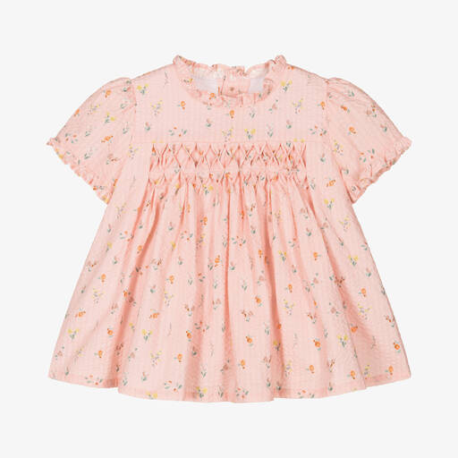 Babidu-Girls Pink Floral Cotton Dress | Childrensalon