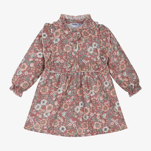 Babidu-Girls Pink Floral Cotton Dress | Childrensalon