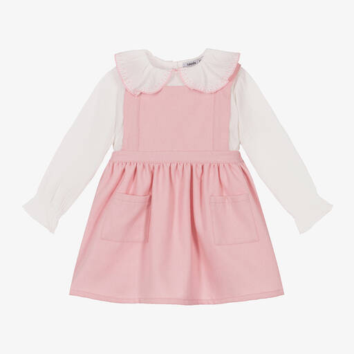 Babidu-Girls Pink Pinafore Dress Set | Childrensalon
