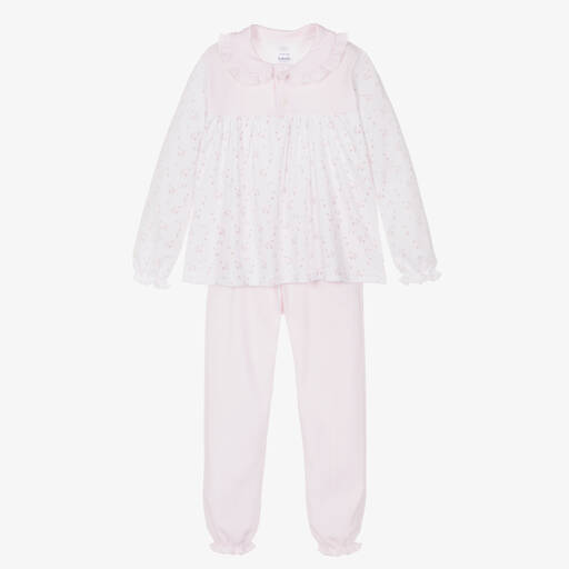 Babidu-Girls Pink Striped Cotton Pyjamas | Childrensalon