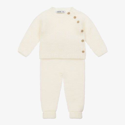 Babidu-Ivory Knitted Trouser Set | Childrensalon