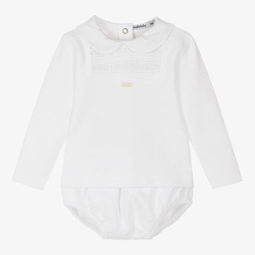 Babidu-White Cotton Baby Shorts Set | Childrensalon