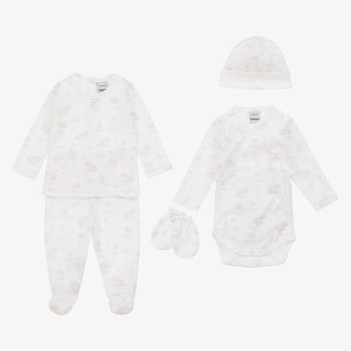 Babidu-White Cotton Babysuit Set | Childrensalon