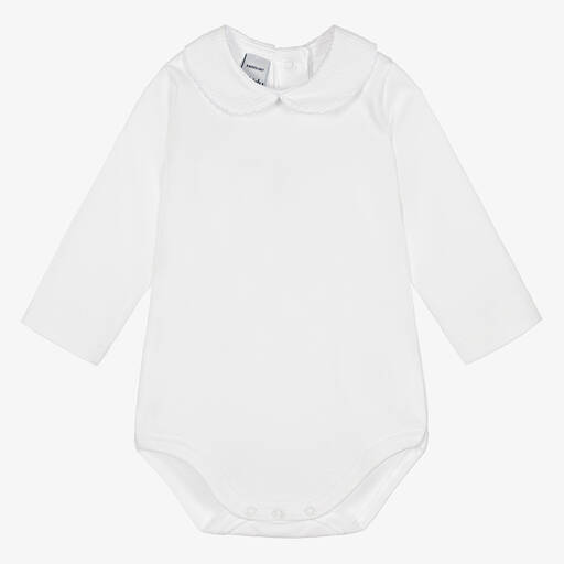 Babidu-White Cotton Jersey Bodysuit | Childrensalon