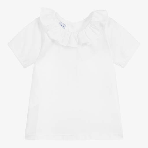 Babidu-White Cotton Jersey Top | Childrensalon