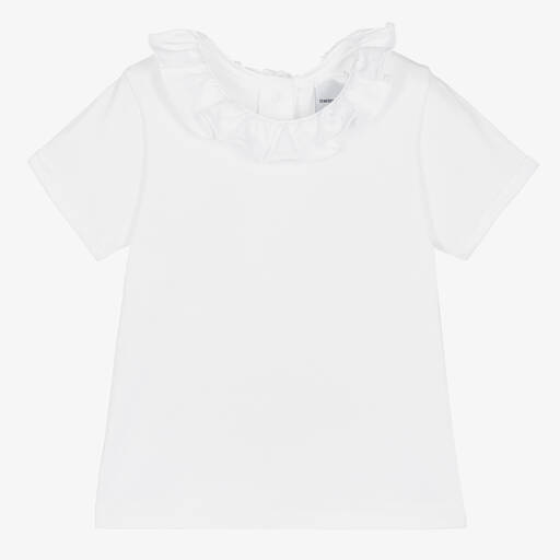 Babidu-White Cotton Jersey Top | Childrensalon