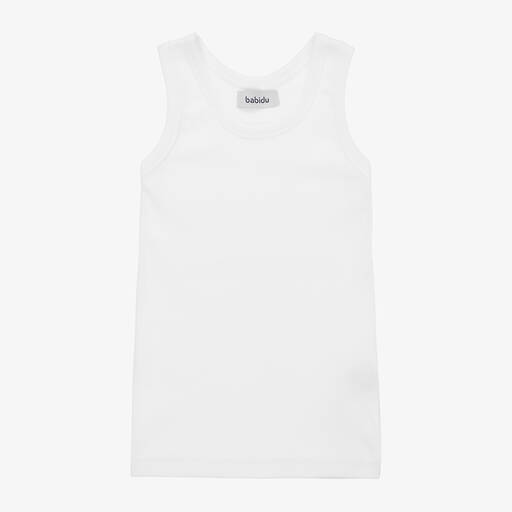 Babidu-White Cotton Jersey Vest | Childrensalon