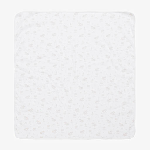 Babidu-White Farm Print Baby Blanket (77cm) | Childrensalon