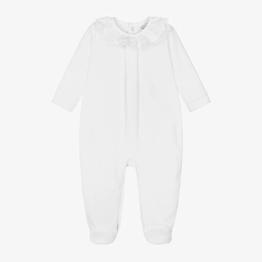 Babidu-White Velour Babygrow | Childrensalon