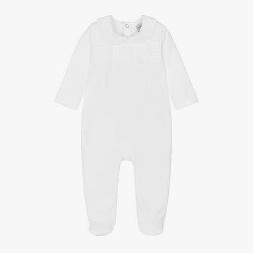 Babidu-White Velour Babygrow | Childrensalon