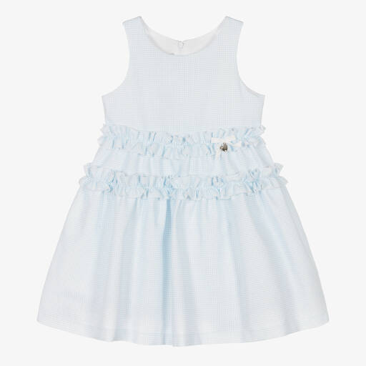 Balloon Chic-Girls Blue & White Cotton Dress  | Childrensalon