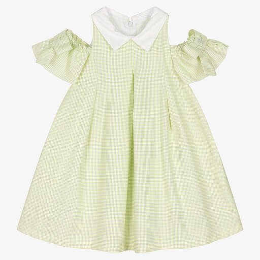 Balloon Chic-Girls Green Cotton Dress | Childrensalon