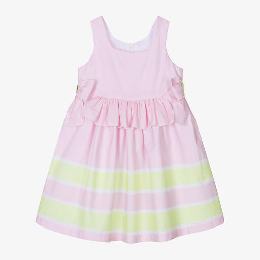 Balloon Chic-Girls Pink Cotton Striped Dress | Childrensalon