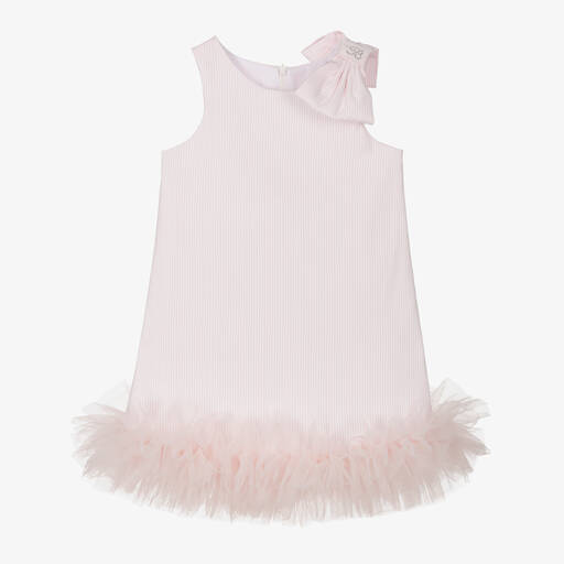 Balloon Chic-Girls Pink Cotton & Tulle Ruffle Dress | Childrensalon