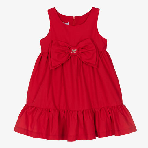Balloon Chic-فستان قطن عضوي بوبلين لون أحمر | Childrensalon