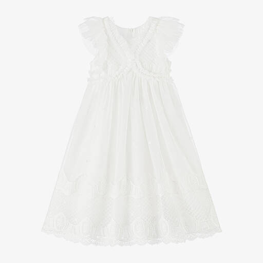 Balloon Chic-Girls White Tulle & Lace Dress | Childrensalon