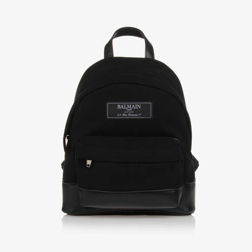 Balmain-Black Canvas Backpack (32cm) | Childrensalon