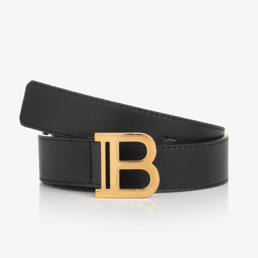 Balmain-Black Leather Belt  | Childrensalon