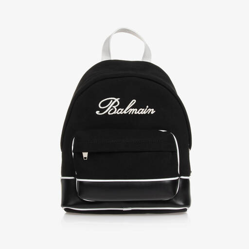 Balmain-Black & White Canvas Backpack (32cm) | Childrensalon